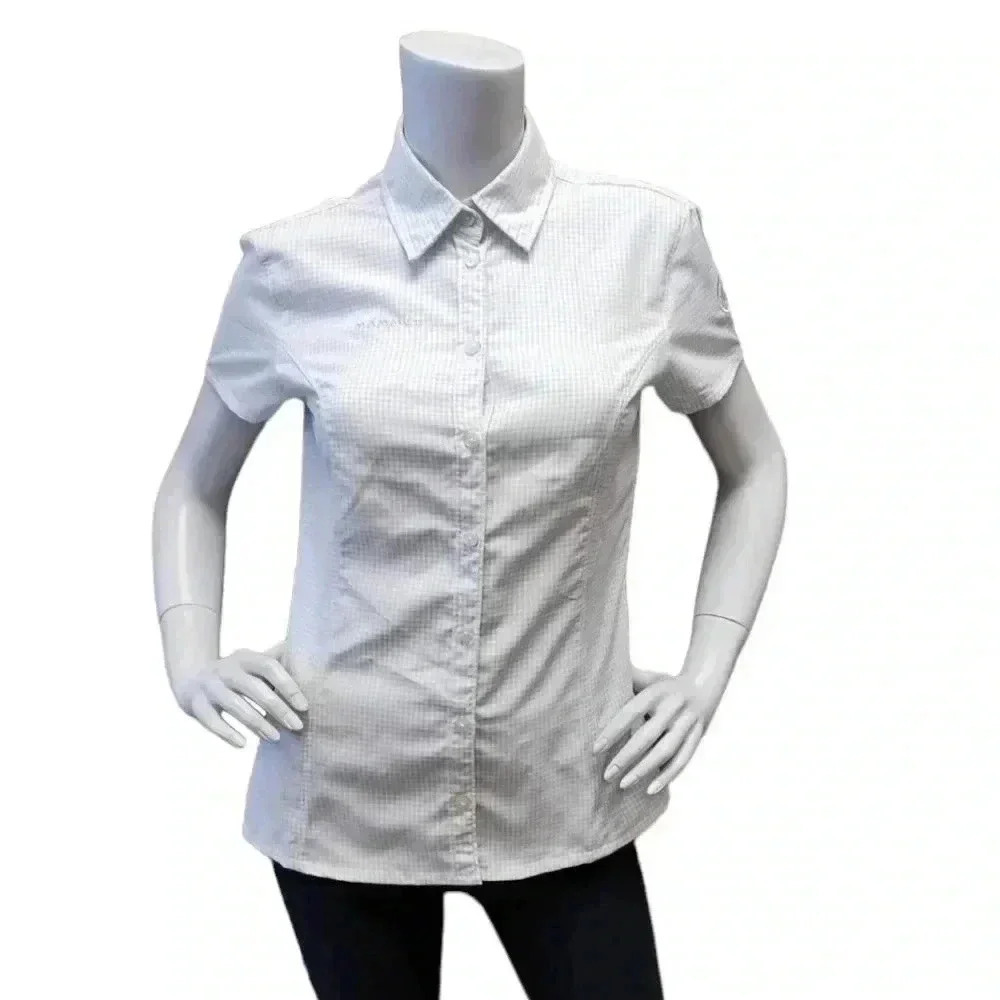 Mammut Short  Sleeve Grey Plaid Button Down Shirt Size Small